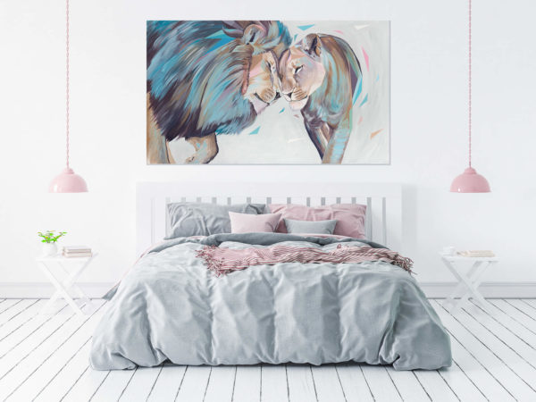 ציור לחדר שינה של אהבת אריות